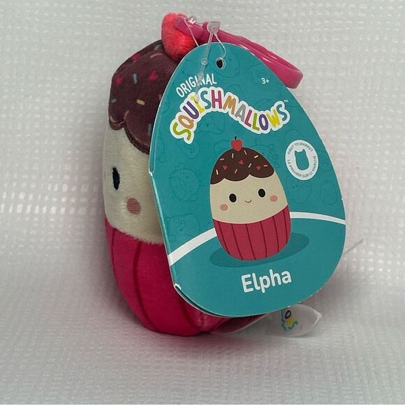 NWT Elpha Cupcake Clip On Keychain Squishmallows Heart Love Birthday - Picture 5 of 5